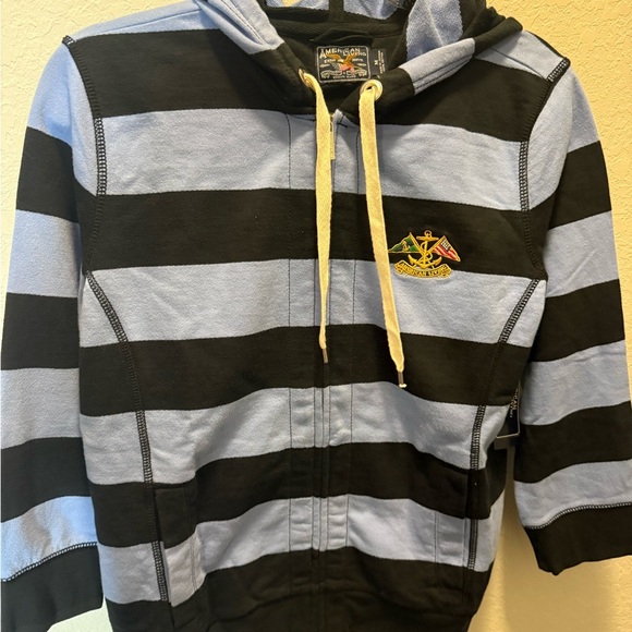American Living Blue stripe  Sweatshirt with Anchor Emblem size M - Picture 1 of 6